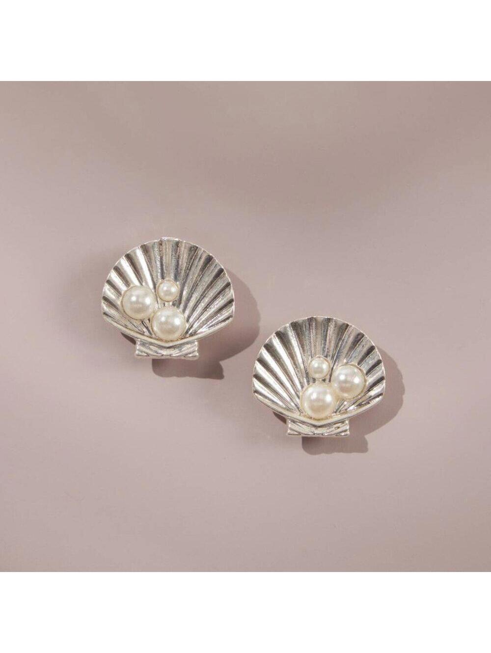 J.Jill Under-The-Sea Shell And Pearl Stud Earrings